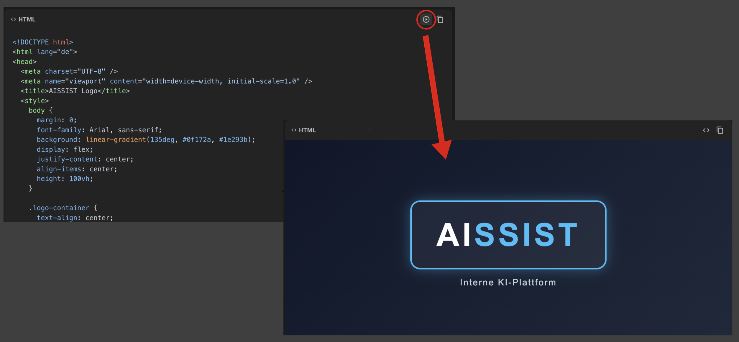 Live-Vorschau von HTML- und SVG-Inhalten im Chat