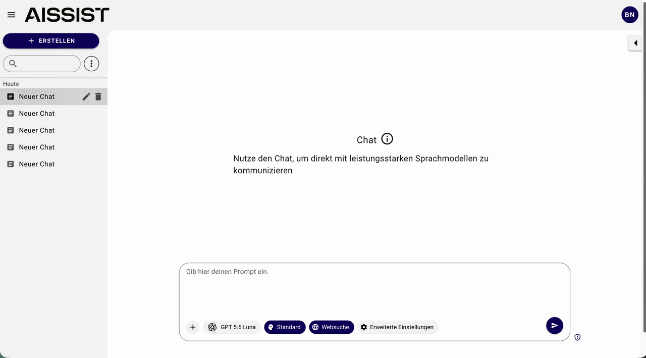 Modellauswahl in AISSIST